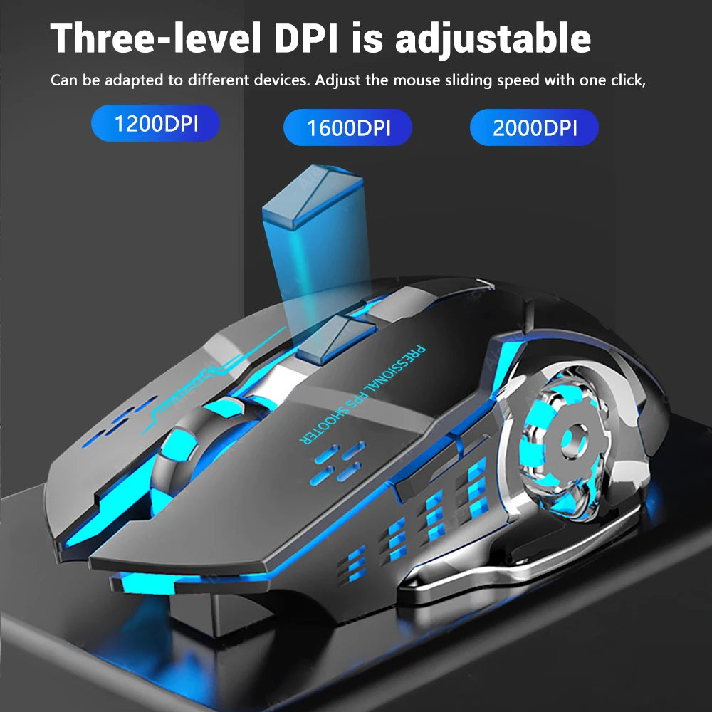 Rechargeable Wireless Bluetooth Gaming Mouse with Silent Clicks