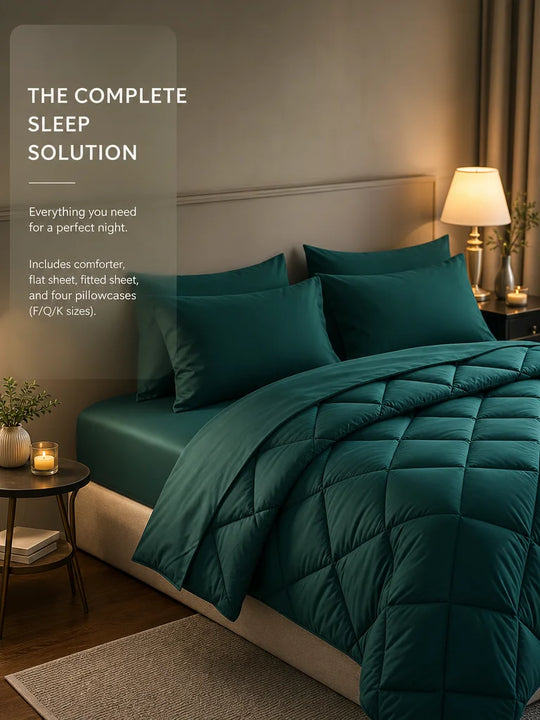 5-7-Piece Quilted Polyester Bedding Set with Sheets