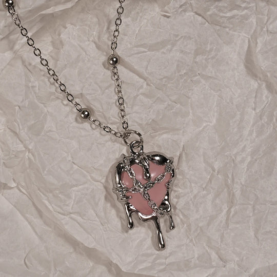 Y2K Cross &amp; Heart Pendant Necklace Set for Women
