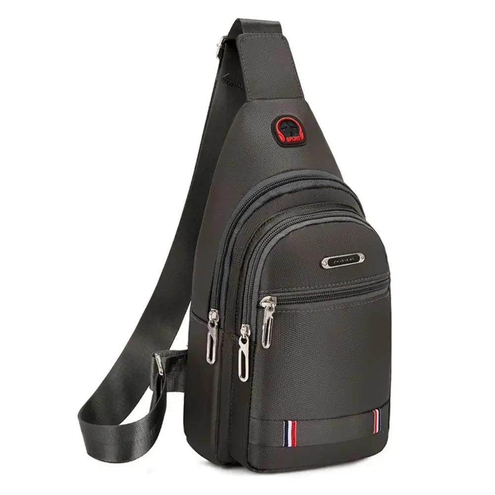 Oxford Crossbody Sling Bag with USB Port &amp; 3 Zip Pockets