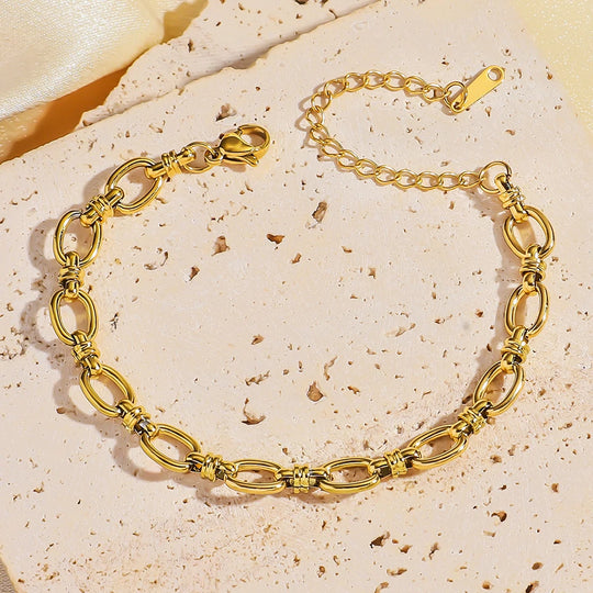 3-Piece Gold Stainless Steel Stackable Bracelet Set for Women