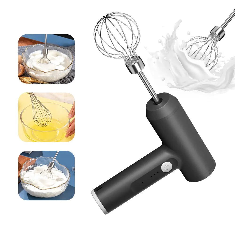 Rechargeable 3-Speed Electric Hand Mixer with 2 Whisks