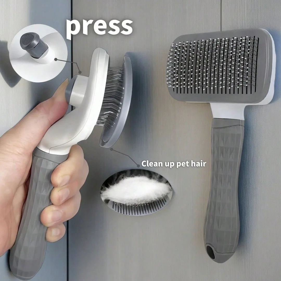 Self-Cleaning Pet Grooming Slicker Brush for Cats &amp; Dogs