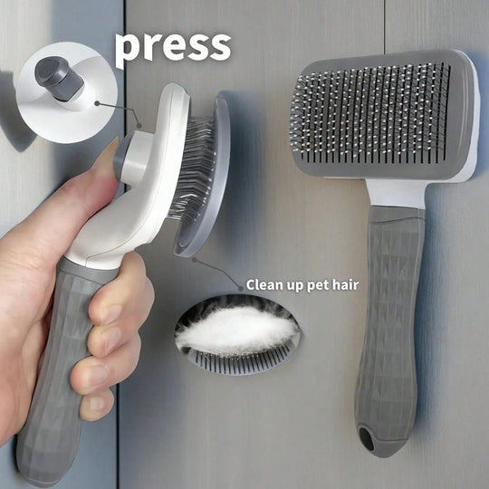 Self-Cleaning Pet Grooming Slicker Brush for Cats &amp; Dogs