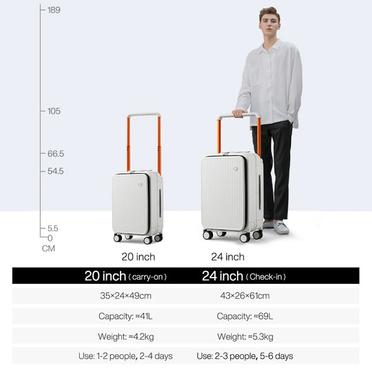 20" PC Carry-On Luggage with Front Laptop Pocket