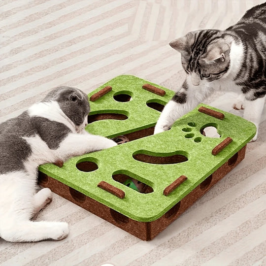 Interactive Cat Puzzle Toy with Maze Tunnel &amp; Bell Ball