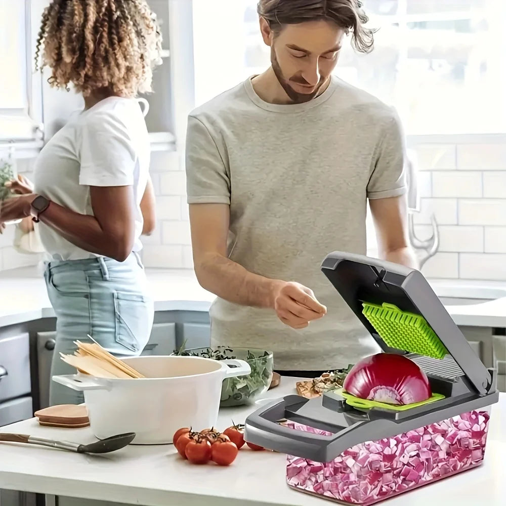 16-in-1 Manual Vegetable Chopper with Storage Container