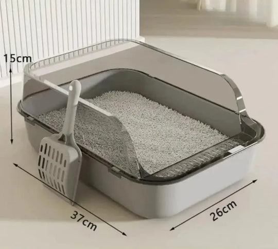 Semi-Enclosed Cat Litter Box with High Sides