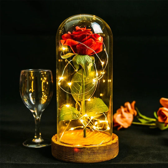 Forever Rose in Glass Dome with LED Lights
