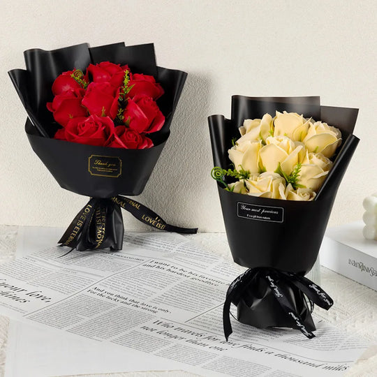 9 Head Soap Rose Flower Bouquet Gift Decoration