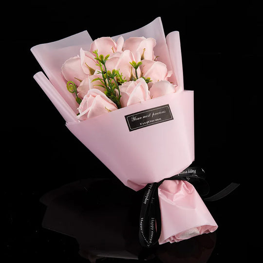 9 Head Soap Rose Flower Bouquet Gift Decoration