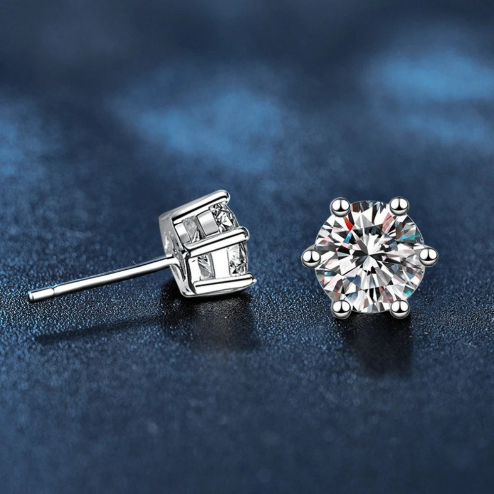 925 Sterling Silver Moissanite Stud Earrings for Women