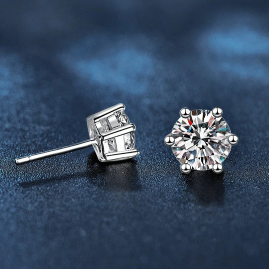 925 Sterling Silver Moissanite Stud Earrings for Women