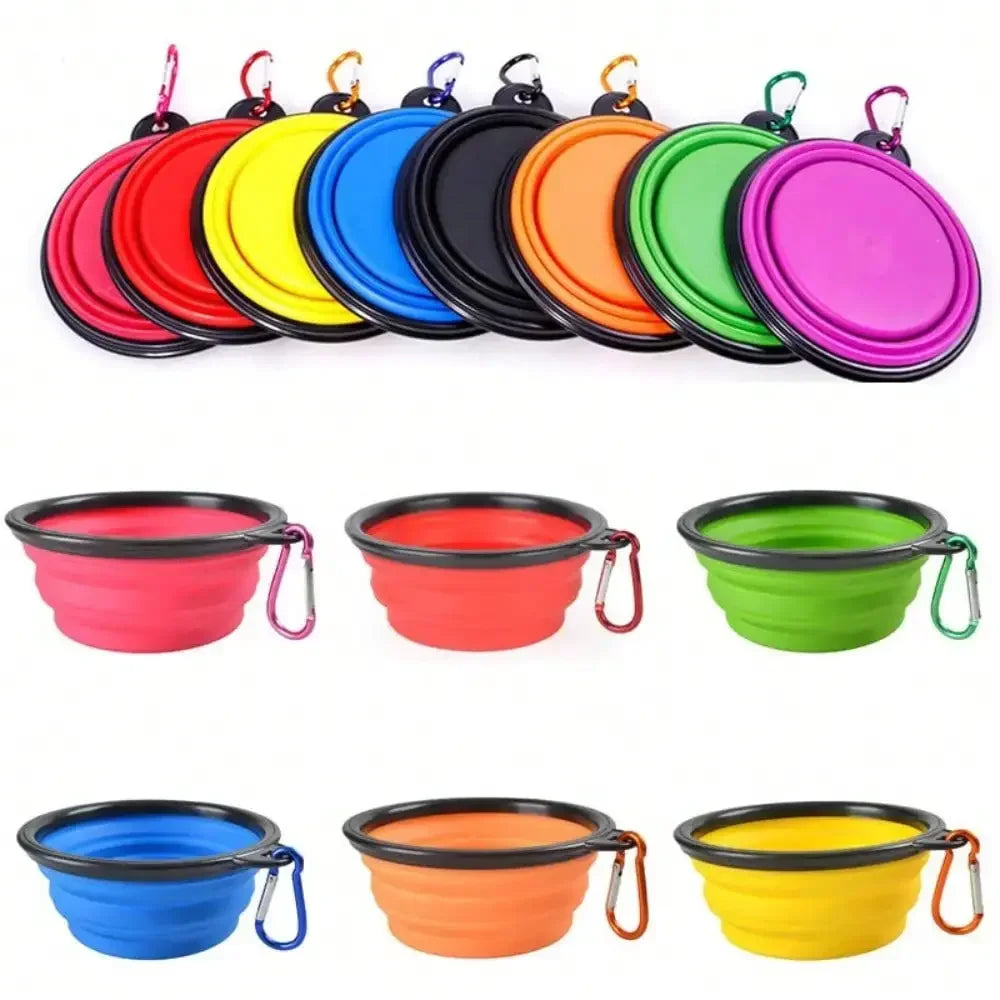 Collapsible Silicone Pet Travel Bowl with Carabiner