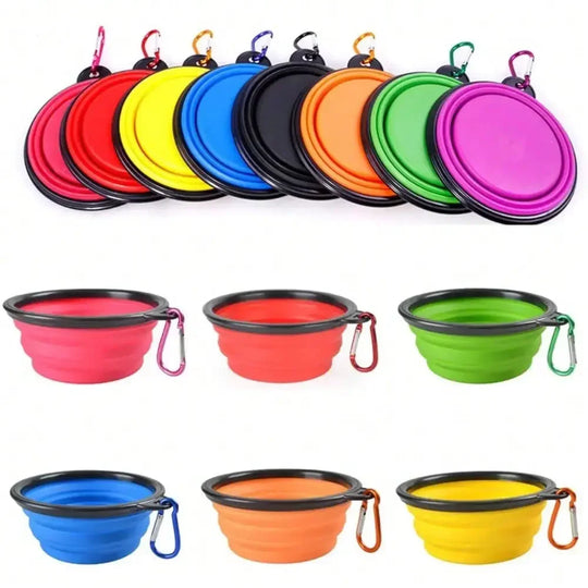 Collapsible Silicone Pet Travel Bowl with Carabiner