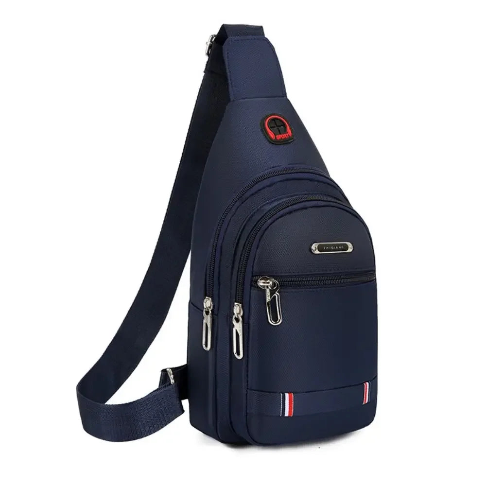 Oxford Crossbody Sling Bag with USB Port &amp; 3 Zip Pockets