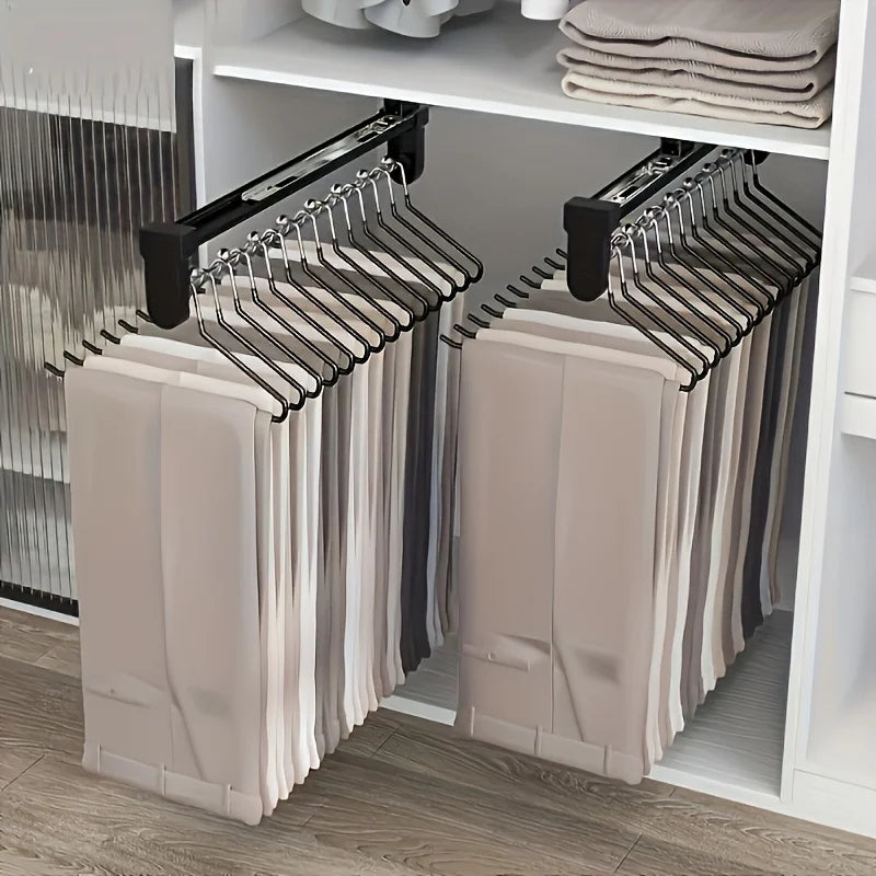 Pull-Out Adjustable Clothes Storage Rod for Wardrobes