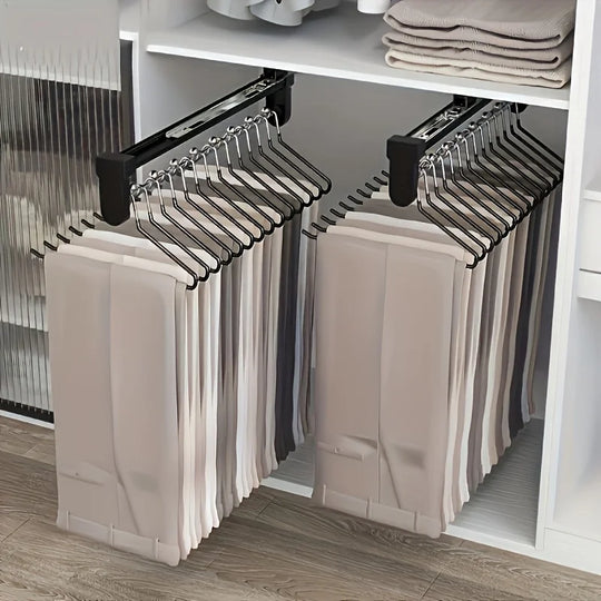 Pull-Out Adjustable Clothes Storage Rod for Wardrobes