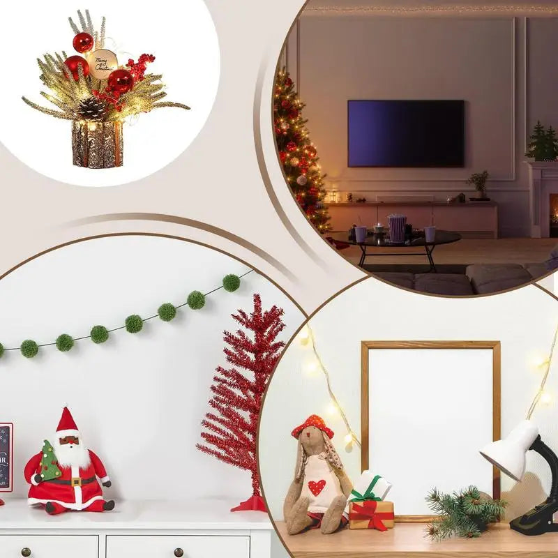 Lighted Tabletop Christmas Tree with Berries