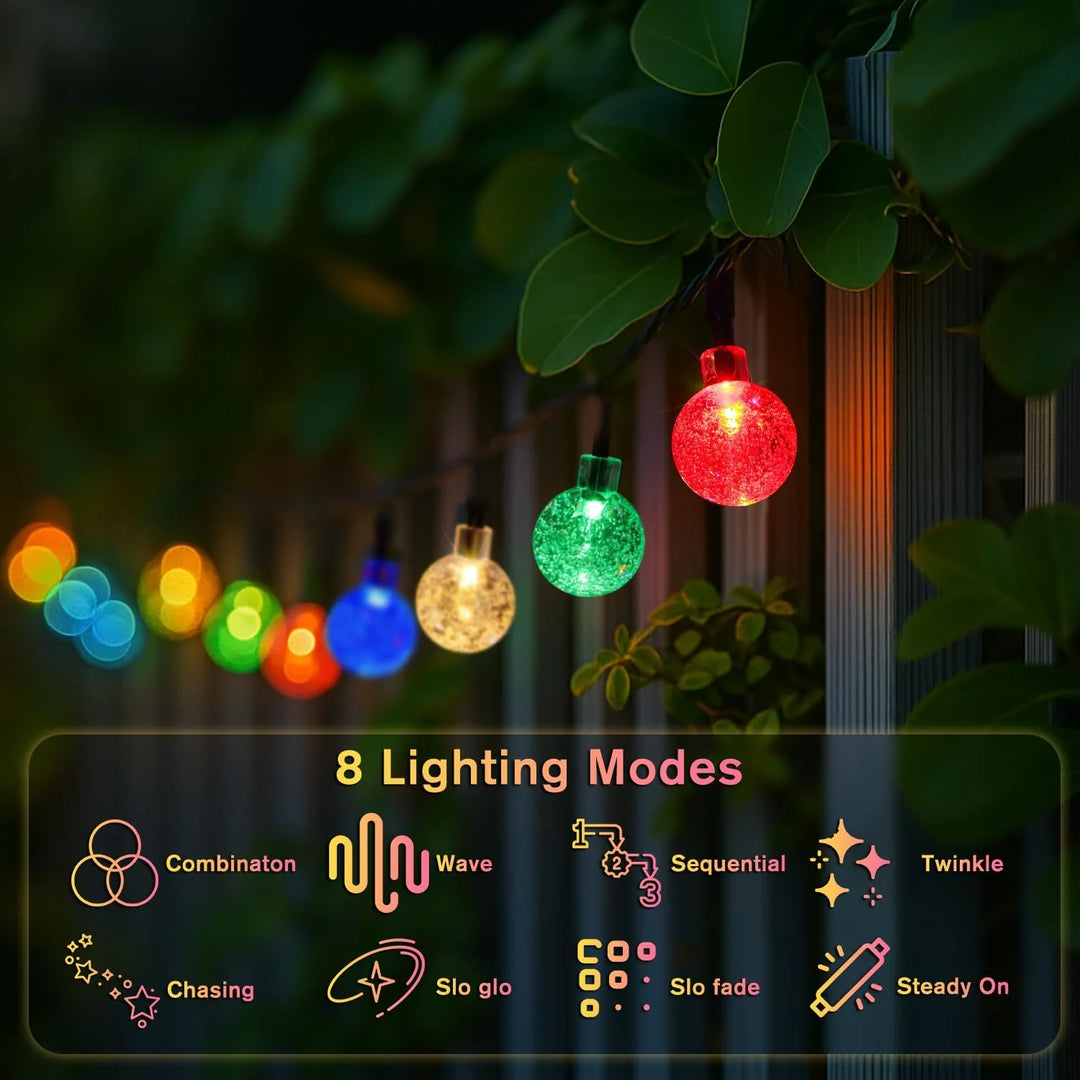 Solar Bubble Globe String Lights 100 LED 39.37FT