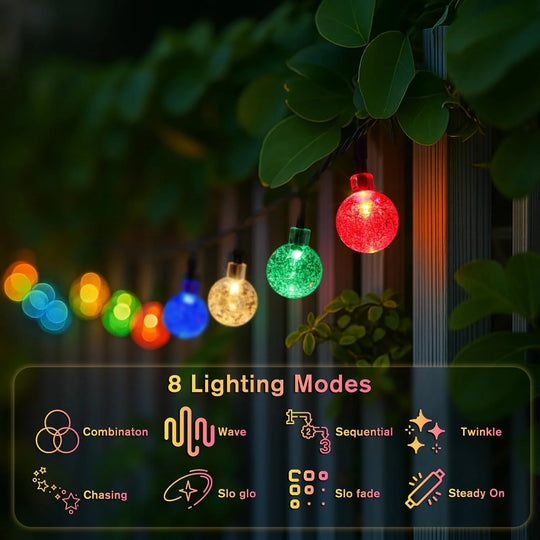 Solar Bubble Globe String Lights 100 LED 39.37FT