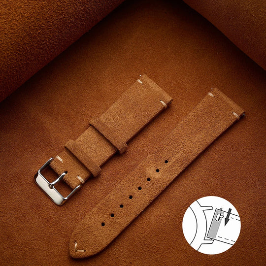 Quick Release Suede Leather Watch Band for Traditional Watches