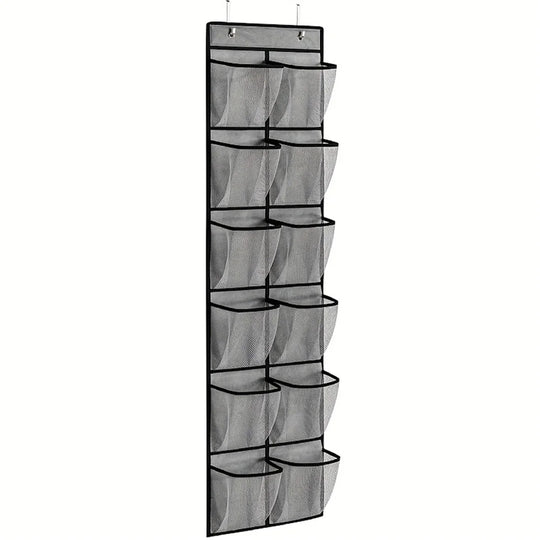 12 Pocket Over the Door Mesh Shoe Organizer with Hooks