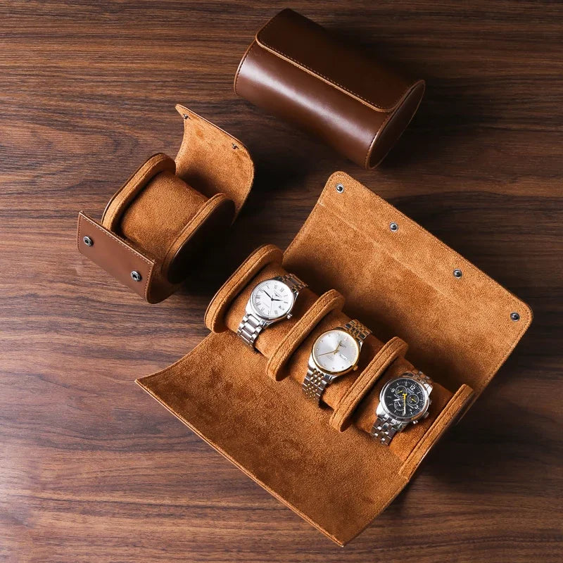 Leather Watch Roll Travel Storage Case