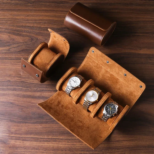 Leather Watch Roll Travel Storage Case