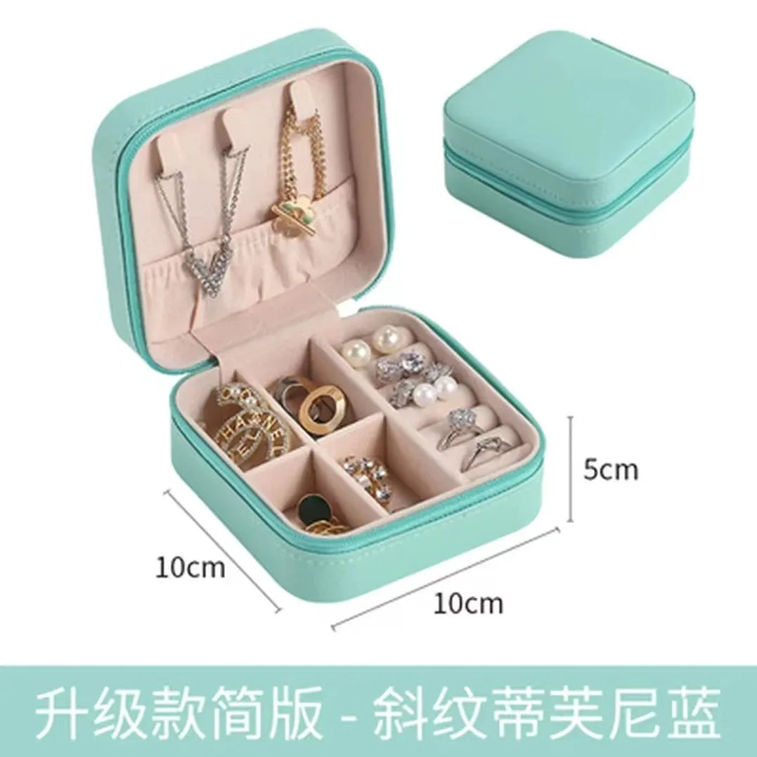 Portable Leather Travel Jewelry Organizer Case