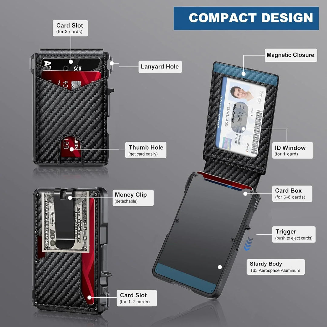RFID Blocking Pop-Up Metal Wallet with Money Clip