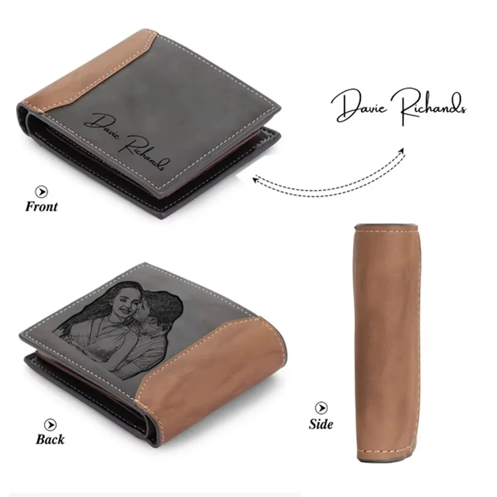 Personalized Engraved PU Leather Bifold Wallet