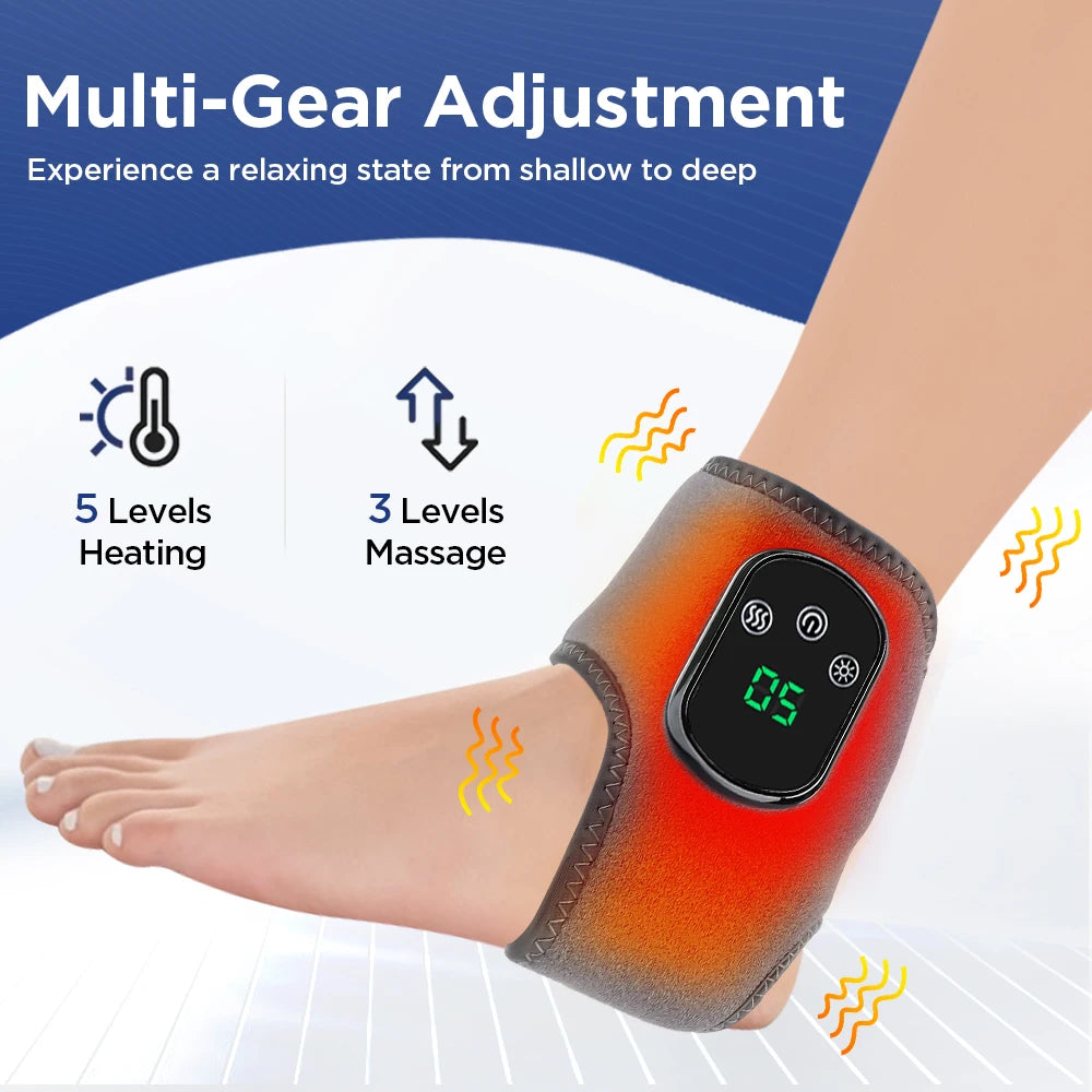 Electric Heated Ankle Massager Wrap with Heat &amp; Vibration