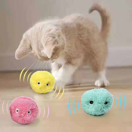 Interactive Plush Cat Toy Ball with Animal Sounds &amp; Catnip Pocket