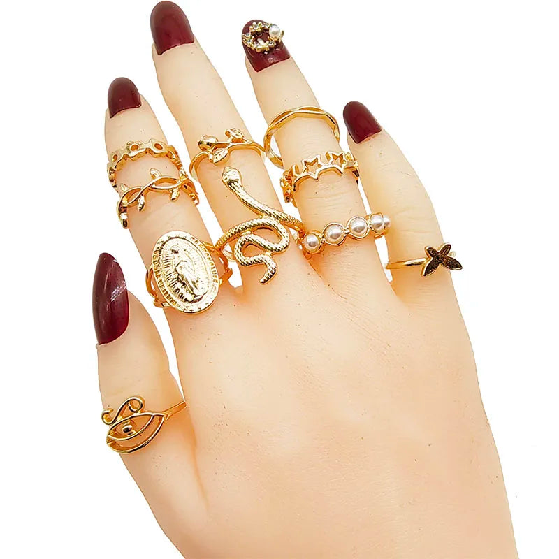 30-Piece Gold Tone Fashion Ring Set for Women