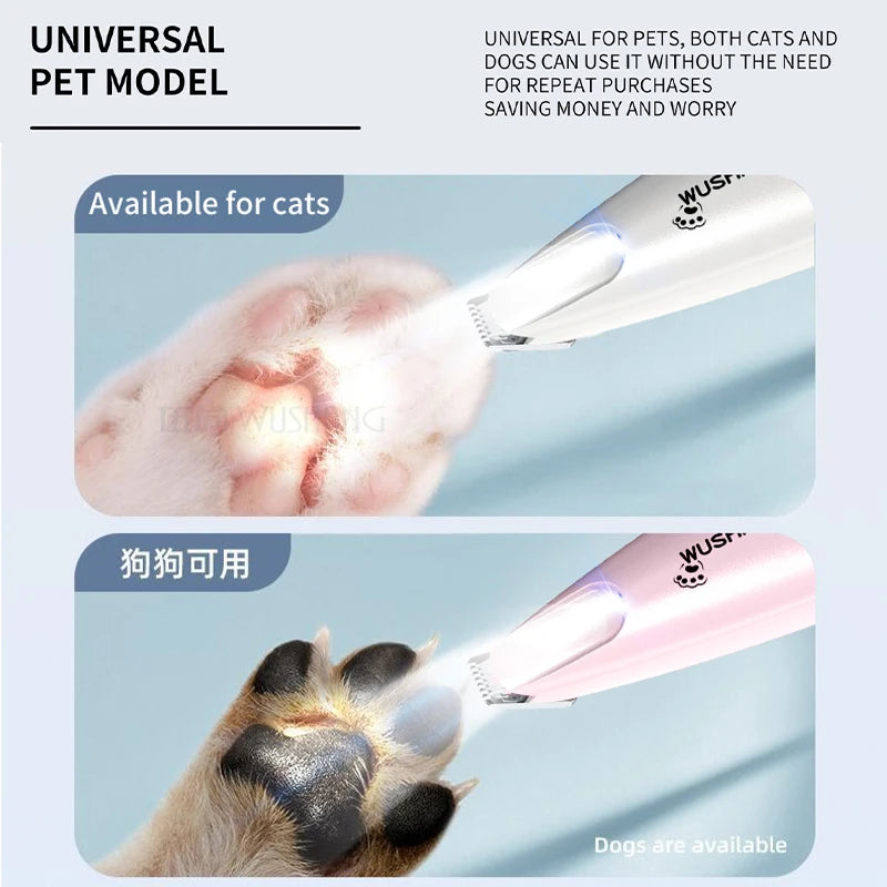 Rechargeable Pet Paw Trimmer with LED Light for Dogs &amp; Cats
