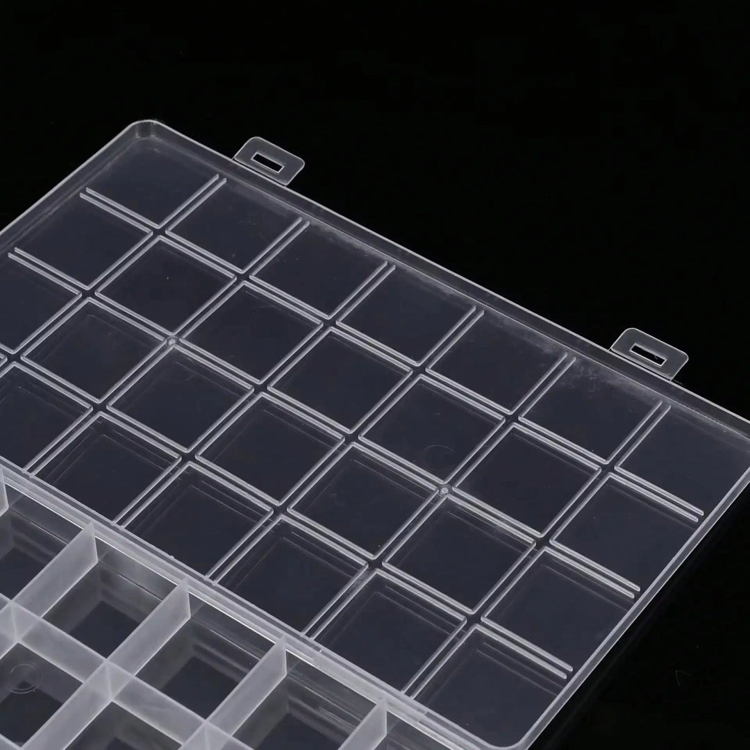 28-Grid Plastic Jewelry Storage Organizer Box with Removable Dividers