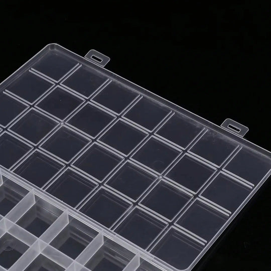 28-Grid Plastic Jewelry Storage Organizer Box with Removable Dividers