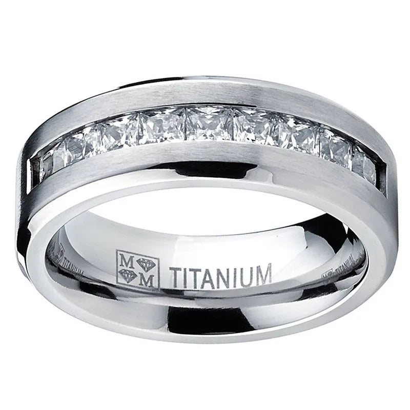 Silver Plated Stainless Steel CZ Ring