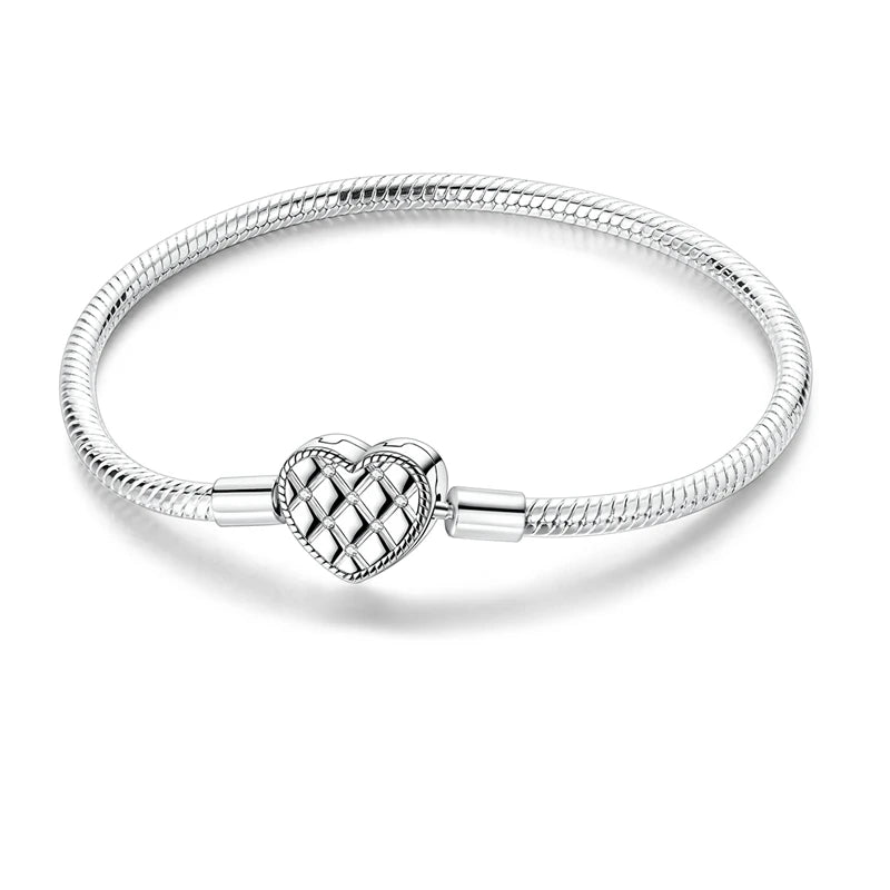 925 Sterling Silver Gold-Plated Heart Charm Bracelet
