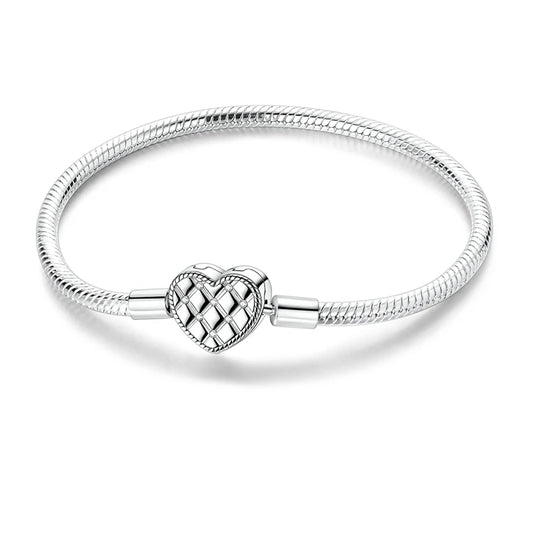 925 Sterling Silver Gold-Plated Heart Charm Bracelet