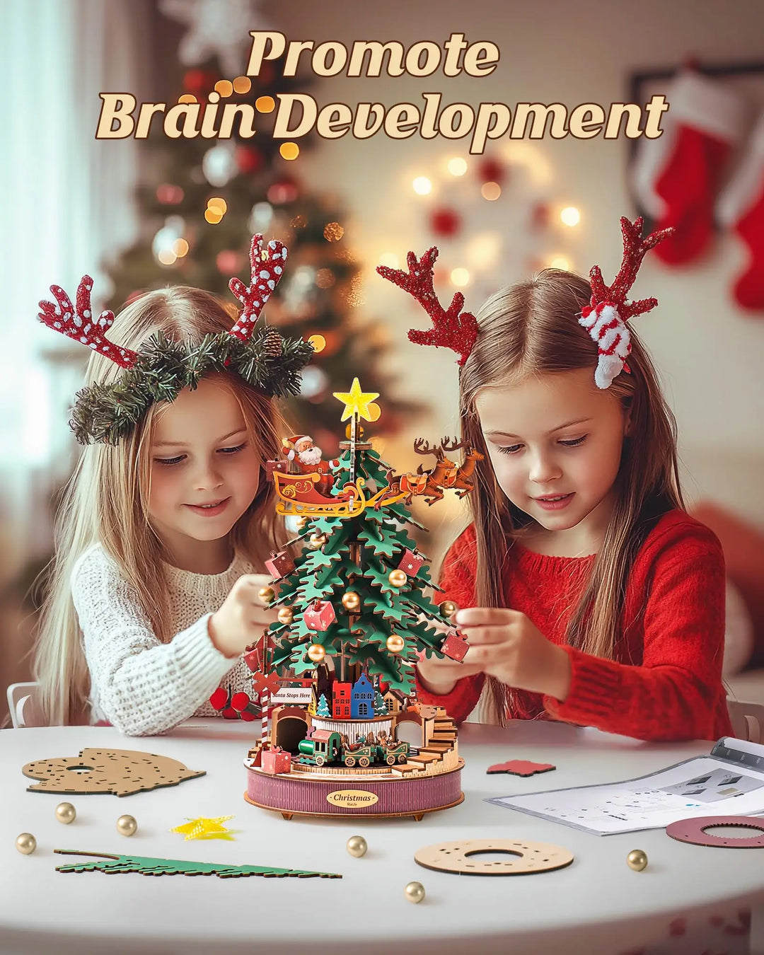 Rolife Christmas Melody Tree 3D Wooden Music Box