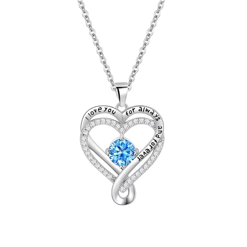 Heart Pendant Necklace for Mom with Rhinestones
