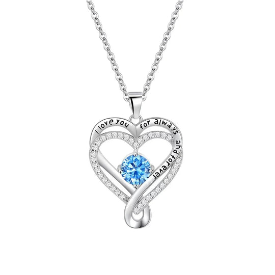 Heart Pendant Necklace for Mom with Rhinestones