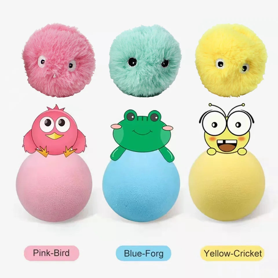 Interactive Plush Cat Toy Ball with Animal Sounds &amp; Catnip Pocket
