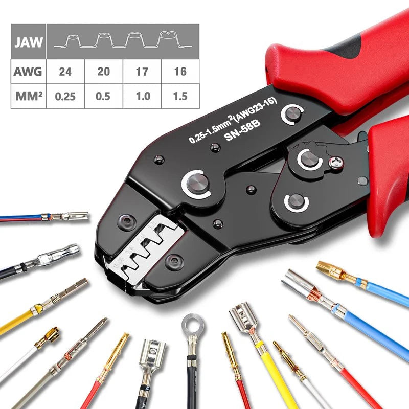 SN-58B Ratcheting Crimping Tool for Open Barrel Terminals