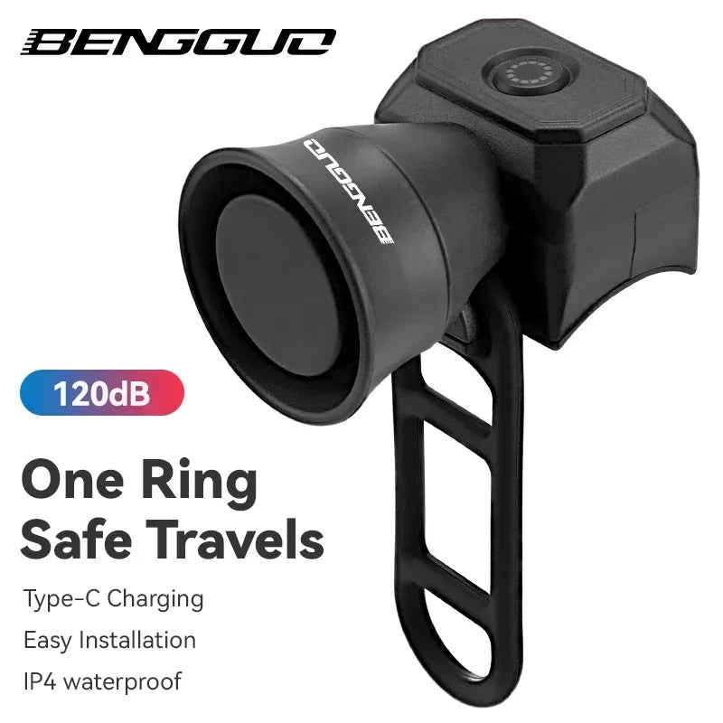 Rechargeable Electric Bike Horn 120dB Waterproof Handlebar Bell