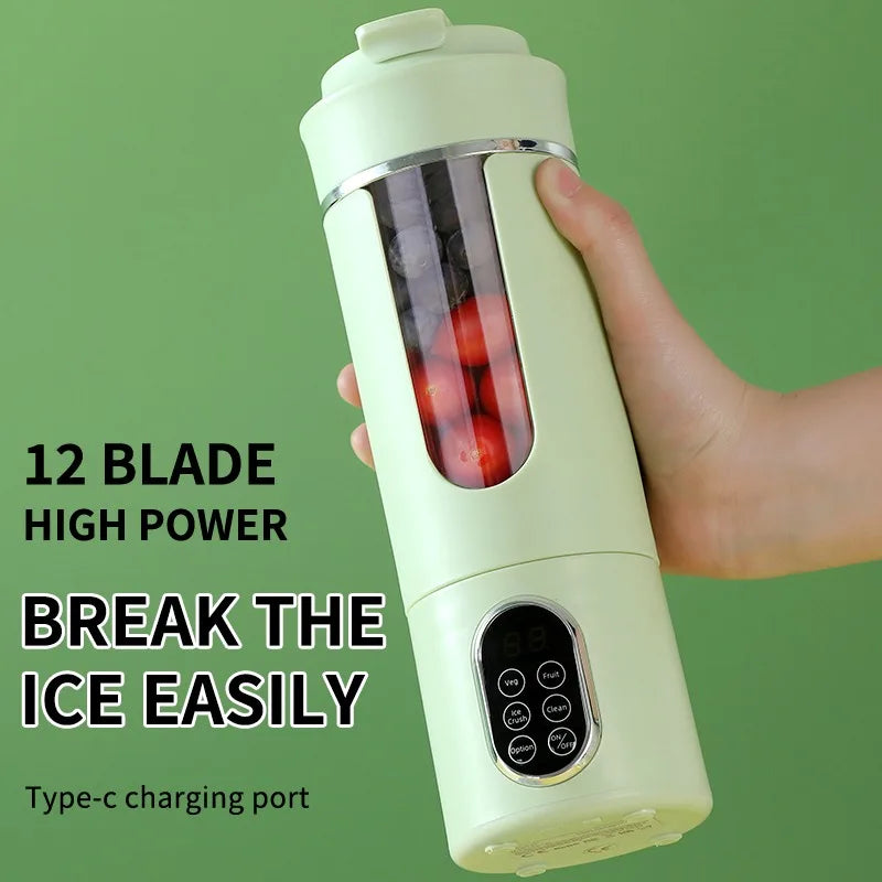 Portable USB Rechargeable Juicer Blender 530ml with 12 Blades