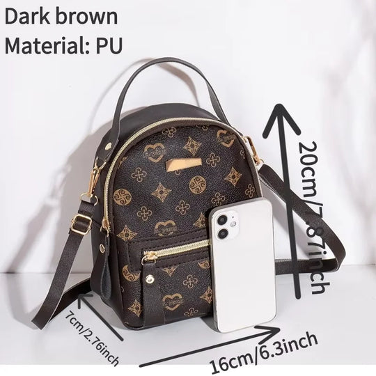 Mini PU Leather Fashion Backpack Purse for Women