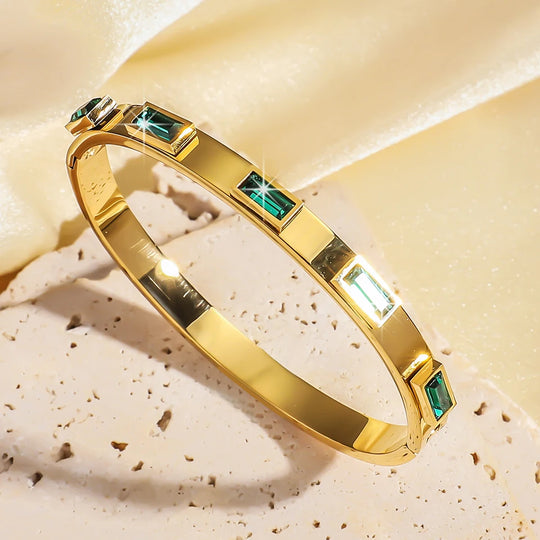 3-Piece Gold Stainless Steel Stackable Bracelet Set for Women